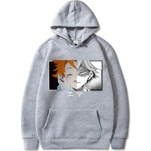 Emma Hoodies Anime The Promised Neverland Print Sweatshirt Men Women Casual Hooded Pullovers Streetwear Sweater 2021 Hoody