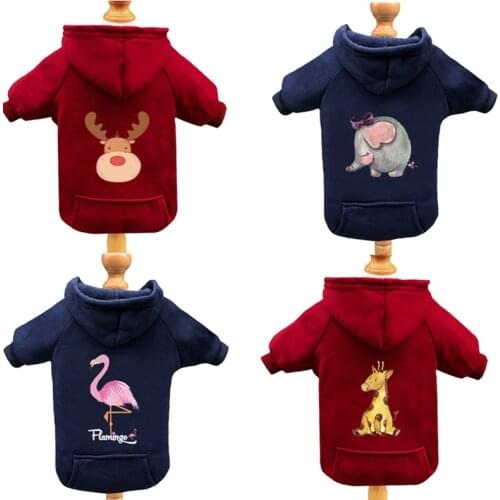 Elk Flamingo Pattern Pet Clothes Dog Hoodie Winter Xxxs Dog Clothes Chihuahua Teacup Puppy Clothes Cat Hoodie Sweater for Dogs