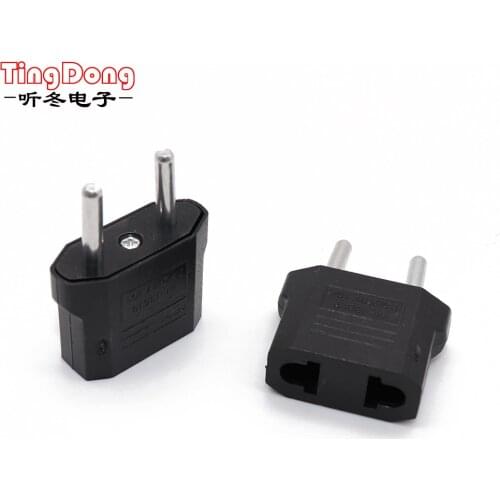 TingDong Universal US To EU Plug USA To Euro Europe Travel Wall Power Charger Outlet Adapter Converter 2 Round Socket Input Pin