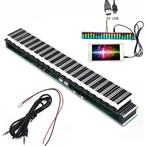 USB 5V Or 12V Stereo VU Meter Indicator Music Spectrum Analyzer 20 Segment LED Level Display