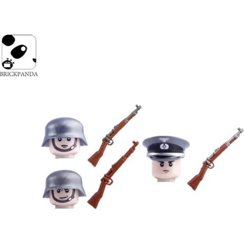 WW2 Military German Soldiers Building Blocks Minifigs Infantry Army Weapons Gun Parts Wood Grain 98k Mini Bricks Children Toys