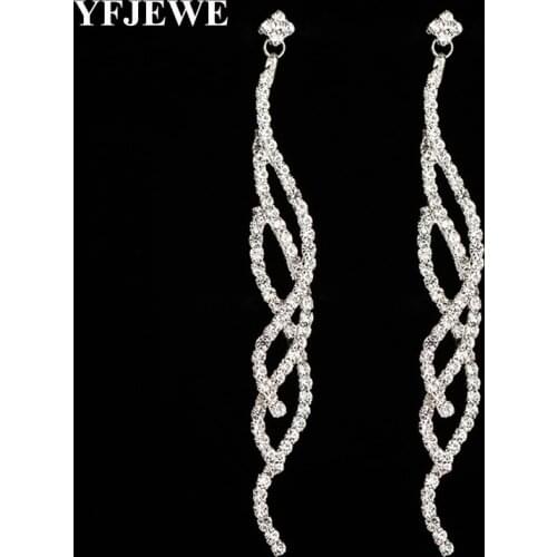 YFJEWE New Fashion Crystal Earrings for Women Rhinestones Super Long Earrings Fashion Jewelry Drop Earrings Party Gift E388
