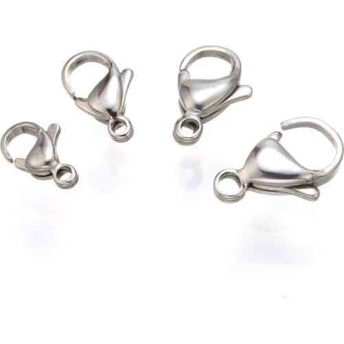 30 pcs Stainless Steel Lobster Clasps Metal Hooks Bracelet End Connectors For Jewelry Making DIY Necklace Buckle Accessories