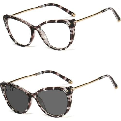 Women Sunglasses Photochromic Finished Myopia Glasses Photosensitive Chameleon Anti-glare Change Color Lens Prescription NX