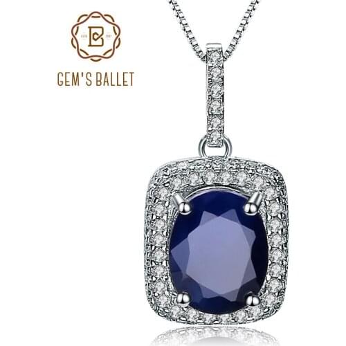 Gems Ballet 2.02Ct Natural Blue Sapphire Gemstone Pendant Necklace For Women 925 Sterling Silver Fine Jewelry Drop Shipping