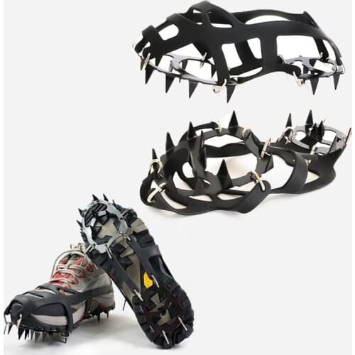 18 Teeth Climbing Crampons for Outdoor Winter Walk Ice Fishing Snow Sneakers Antiskid Manganese Steel Shoe Covers Force Fields