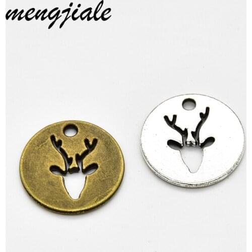 New style 20pcs Double side round deer head Nameplate Charms Fit Jewelry Making Findings Accessories 18*18mm