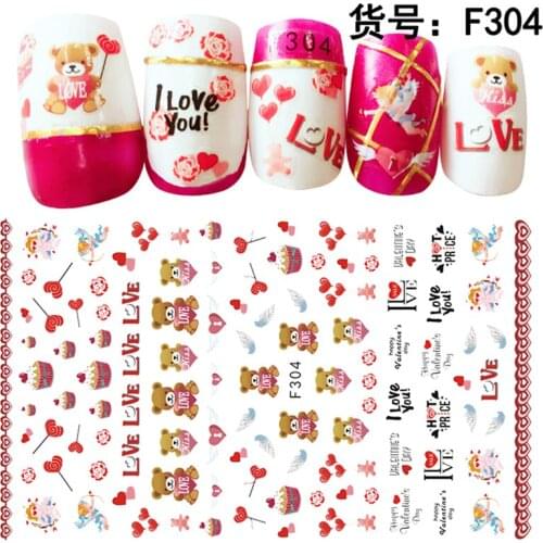 5sheet Valentines Day thin adhesive beauty nail decals Nail Art decorations Stickers beauty manicure DIY supplies tools F300304