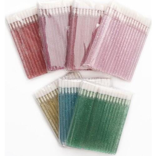 50Pcs Disposable Make Up Lip Brush Lipstick Gloss Wands Applicator Eyelash Extension Supplies Cleaner Crystal Lashes Beauty Tool