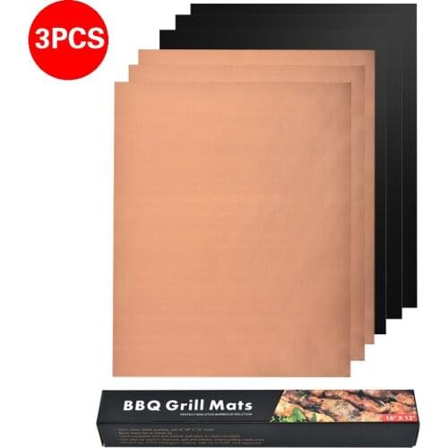 3PCS Non-stick BBQ Grill Mats Baking Pads Placemat Reusable Cooking Grilling Sheet Outdoor BBQ Grill Accessories 40x33cm
