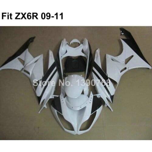 White ASB plastic fairing for Kawasaki Ninja 636 ZX6R 2009 2010 2011 ZX-6R 09 10 11 fairings kit body parts VI23