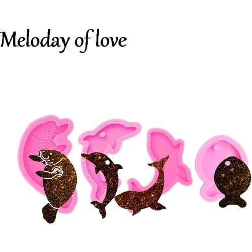 Shiny fish molds DIY epoxy resin Mold dolphin silicone mold for keychain trinket fashion jewelry glossy finish DY0088