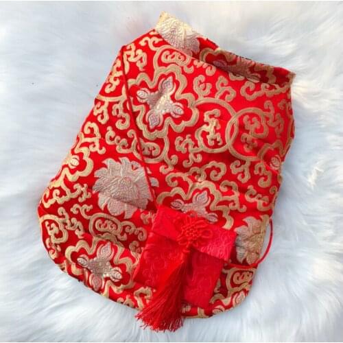 Reversible Dog Coat Jacket Chinese New Year Dog Clothing French Bulldog Clothes Frenchie Pet Outfit Tang Suit Dog Vest Costume