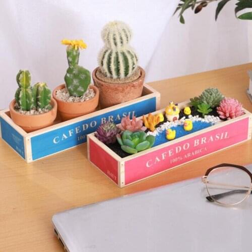 Garden Plant Pot Decorative Vintage Succulent Wooden Boxes Crates Rectangle Table Flower Pot Gardening Device Dropship