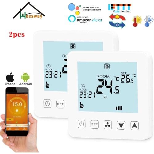 HESSWAY 2pcs 4P&2P heating cooling thermostat WIFI smart temperature control