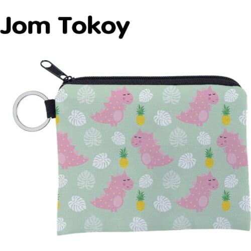 Jomtokoy Cute dinosa printing waterproof Purse Card Key Pouch Small Zipper Coin Purse Card Holder Mini Square Wallet lqb3019