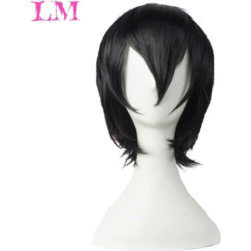 LiangMo Black White Purple Red Short Hair Cosplay Wig Male Party 30 Cm High Temperature Fiber Synthetic Hair Wigs