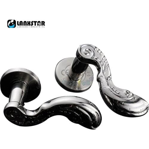 LANXSTAR European Design Contemporary Wooden Door Handle Locking Knob Stainless Steel Bedroom Locks Interior Lock