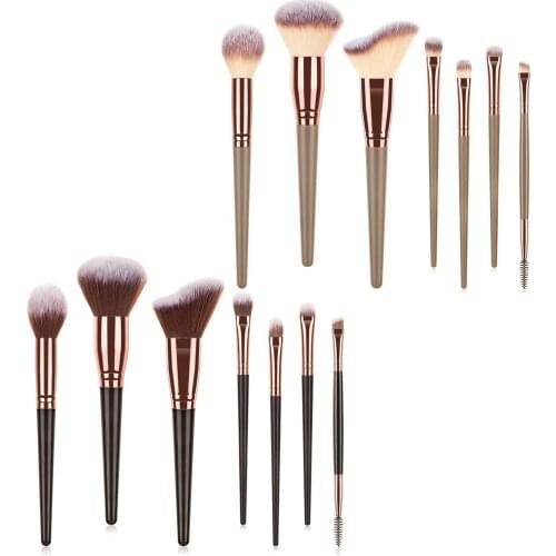 7Pcs Makeuped Makeup Brushes Soft Natural Animal Hair Wood Handle Eye Shadow Blending Make Up Brush Set With Bag Cosmetic Tool