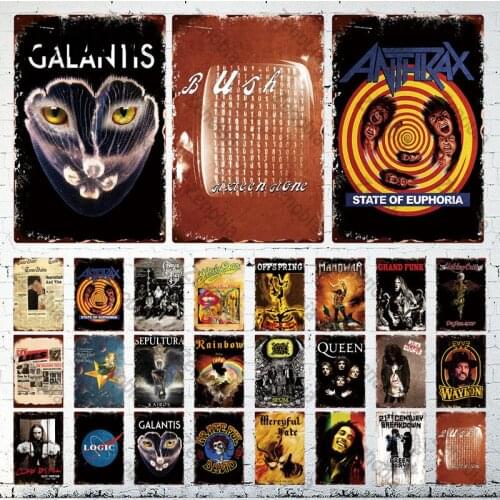 Music Band Metal Sign Vintage Rock n Roll Plaque Metal Tin Sign Wall Stickers for Bar Pub Club Man Cave Home Decoration Concert