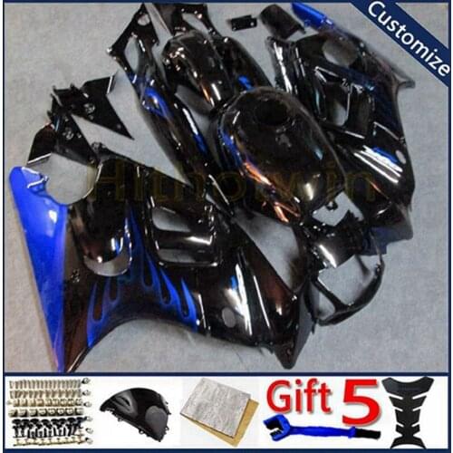 Custom motorcycle cowl For CBR600F3 1997 1998 CBR600 F3 97 98 ABS plastic motor Fairing kit blue flames