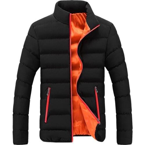 Mens Solid Color Stand-collar Cotton-padded Jacket Youth Short Padded Jacket Mens Outing Riding Climbing Warm Coats