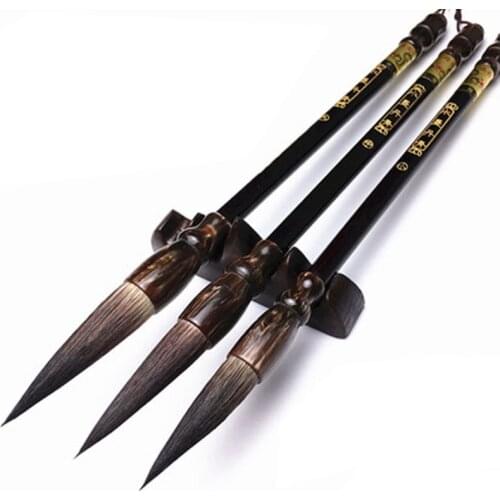 3pcs Calligraphy Bear Hair Regular Script Brush Writing Set Chinese Landscape Drawing Ink Brush Pen Painting Supplies