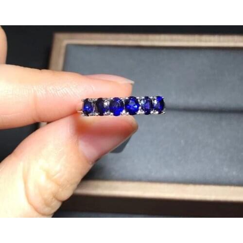 Natural Sapphire Ring 925 Silver Lady Gift Simple Simple Birthday Present Wedding Gift