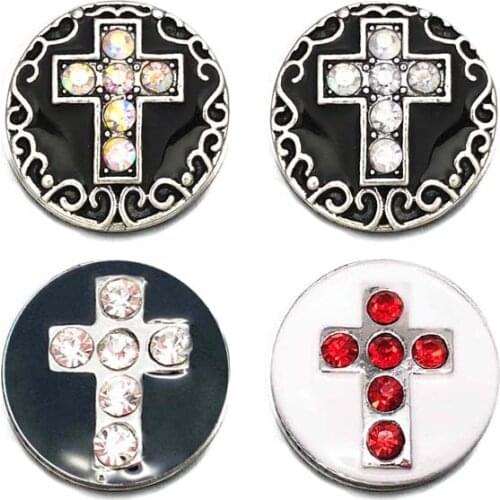 Wholesale w363 Cross 3D 18mm 20mm metal snap button for Bracelet Necklace Interchangeable Jewelry Women accessorie findings