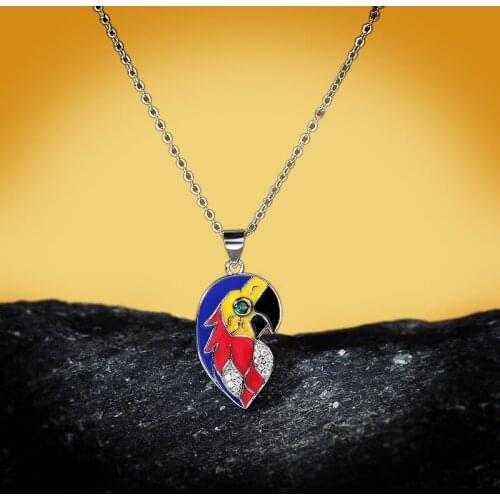 CHARLINLIOL Ladies Trendy Cute Parrot Colorful Enamel Pendant Necklace 925 Silver CZ Choker Vintage Bohemia Animals Jewelry