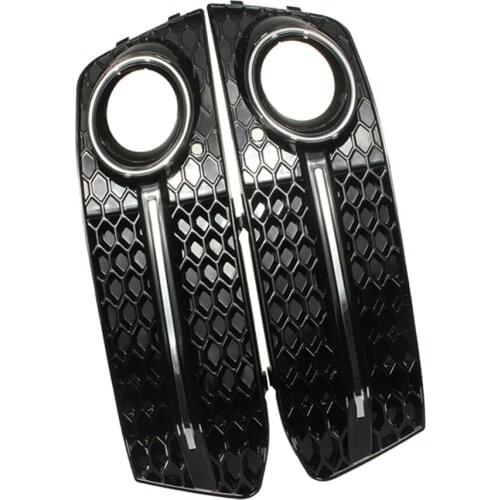 Pair Front Headlight Fog light Grille Grill Cover Guard for Audi A4L B8 09-11