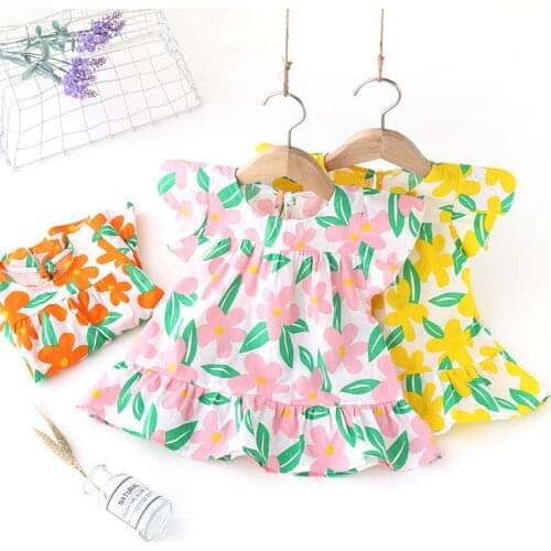 Toddler Girl Dress Floral Baby Summer Clothes 2021 Cotton Childrens Princess Sleeveless Sundress Print Vestidos De Verano 1-6Y