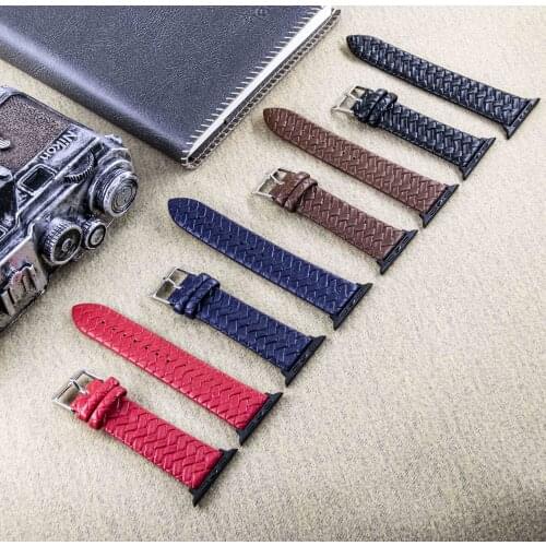 2020 New PU Leather Soft Woven Watchband For Apple Watch 6 5 4 3 2 1 SE Band For iWatch 44mm 40mm 42mm 38mm Wristband Strap Belt