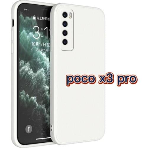 Luxury Square Liquid Silicone phone case for poco x3 pro redmi note 10 10s pro max nfc Soft Camera Lens Protector Cover