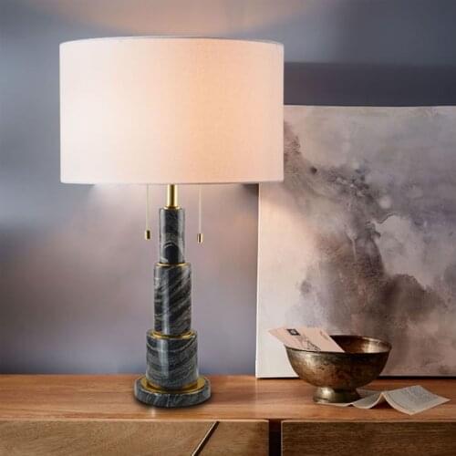 Hand Made Bedroom Table L Modern Art Collection Tower Shape Natural Marble Table Lamp for Home Hotel Decor 3069