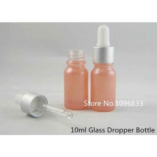 30Pcs High Quality Glass Eye Essence Oil Dropper Bottle Glass White Pipette Bottle Travel Dropper Bottle Soft Pink Color 10ml