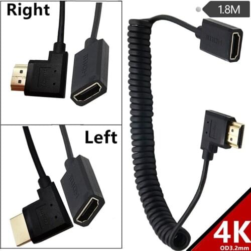 Super Extreme Slim High Speed HDMI coiled Cable 4K*2K@60HZφ：3.2mm HDMI Male to Female extension cable 1.8m