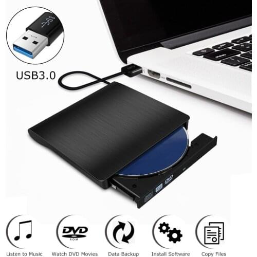 USB 3.0 External DVD CD Drive Burner Slim Portable Driver For Notebook MacBook Laptop Desktop External Optical Drives PC