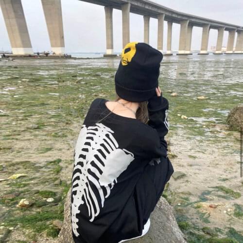 Woy2k Women Tops Leisure Style Autumn Girls Creative Human Skeleton Printing Round Collar Long Sleeve Tops Women Hoodie
