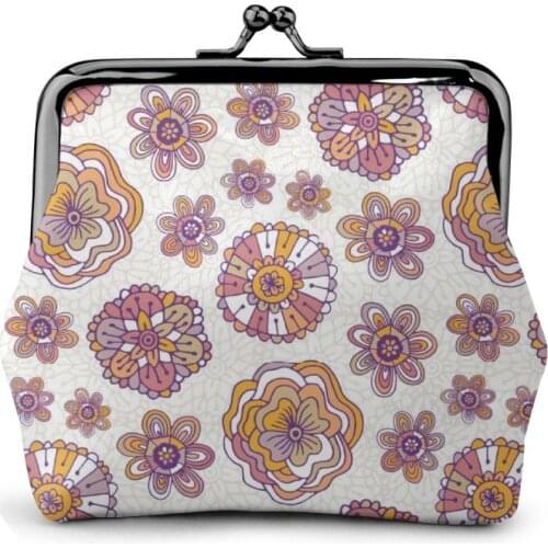 NOISYDESIGNS Custom Coin Purse Pouch Lady Retro Vintage Boho Flower Pattern Small Wallet Hasp Purse Clutch Bag Card Holder Women