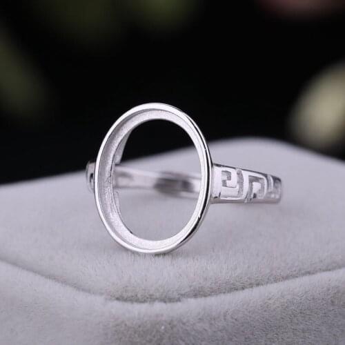 925 Sterling Silver Women Engagement Wedding Ring 11x14mm Oval Cabochon Semi Mount Ring Setting Fine Jewelry