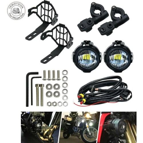 1 Pair 40W LED Auxiliary Light 6000K with Protect Guard Bumper LED Driving Fog Passing Lamp for BMW R1200GS R1100GS F800GS
