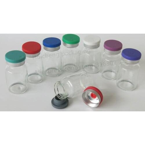 10ML Clear Injection Glass Vial with Center Plastic Aluminum Cap 10CC Transparent Liquid Medicine Glass Containers 2540