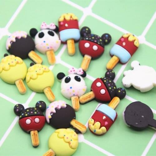 10PCS Ice Cream Stick Resin Flat back Cabochon Imitation Dessert Art Supply Decoration Charm Craft