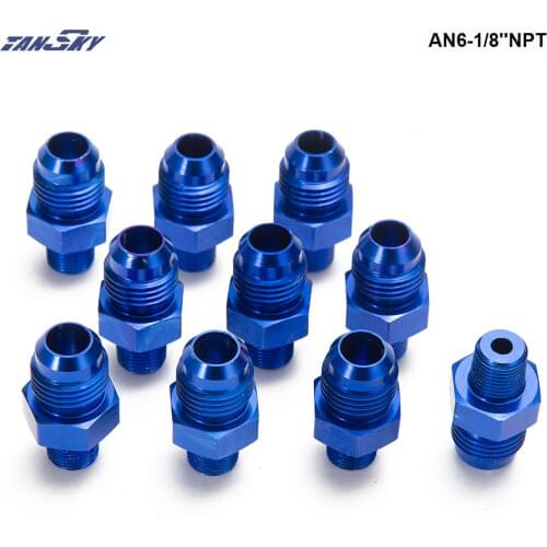10PCS/LOT Adaptor Aluminum Car Fittings For Braided Lines (Hoses) - Fuel / Oil / Gas / Water / Fluid / Air AN6-1/8''NPT