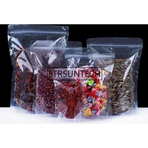1000pcs/lot Clear Stand Up Bags Packaging for Dried Fruits Nuts Clear Food Grade Plastic Self Sealable Zipper Doypack Pouches