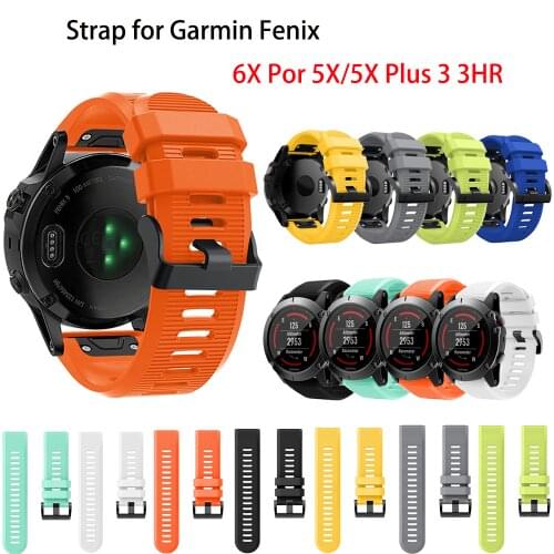 26 22 20mm Quick Release Easy Fit Soft Silicone Watch Wrist band Strap for Garmin Fenix 6X 6S 6 5X 5 5s 3HR S60 D2 Smart watch