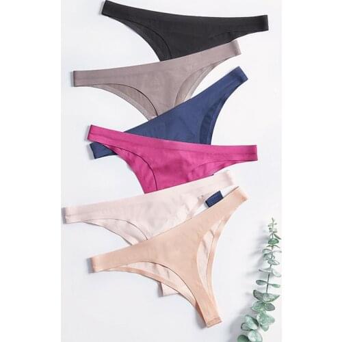 3 Pcs Womens thong panties seamless sexy female T-back underwear ice silk plus size G-String light comfortable ladies lingerie