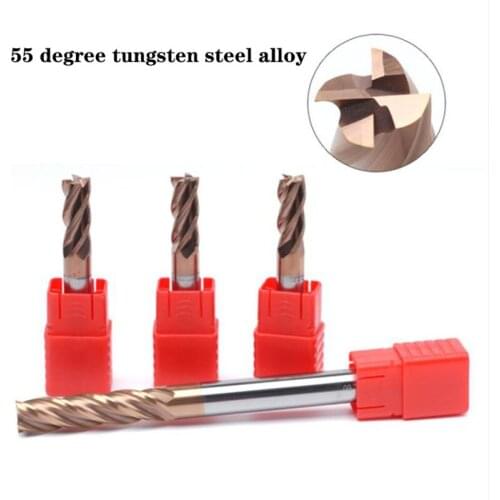 55 Degree Cemented Carbide Side Gong Knife 4-Blade Steel Flat-Bottomed CNC Straight Shank Tungsten Steel Coated End Mill