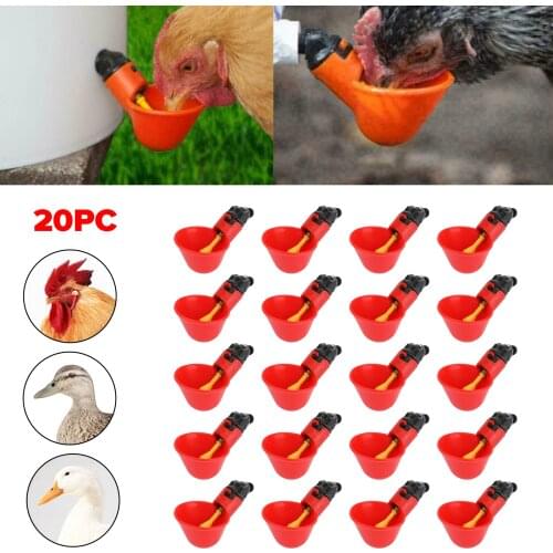 Areyourshop 20Pack Poultry Water Drinking Cups Chicken Hen Plastic Automatic Watering Drinker Quail